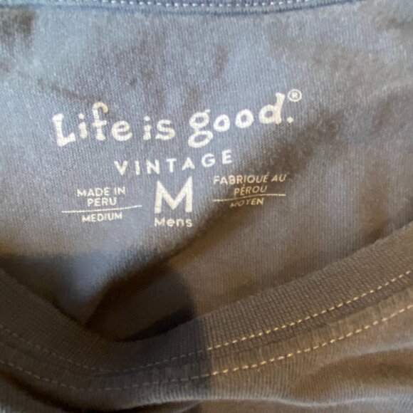 Life Is Good Graphic Tee T- Shirt Sz M Man & Dog Slate Blue - Picture 5 of 6